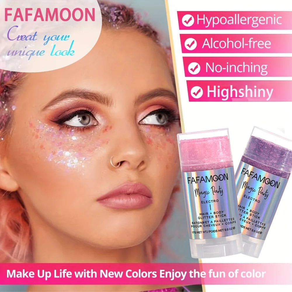 Holographic Body & Face Glitter Stick: Festival Ready