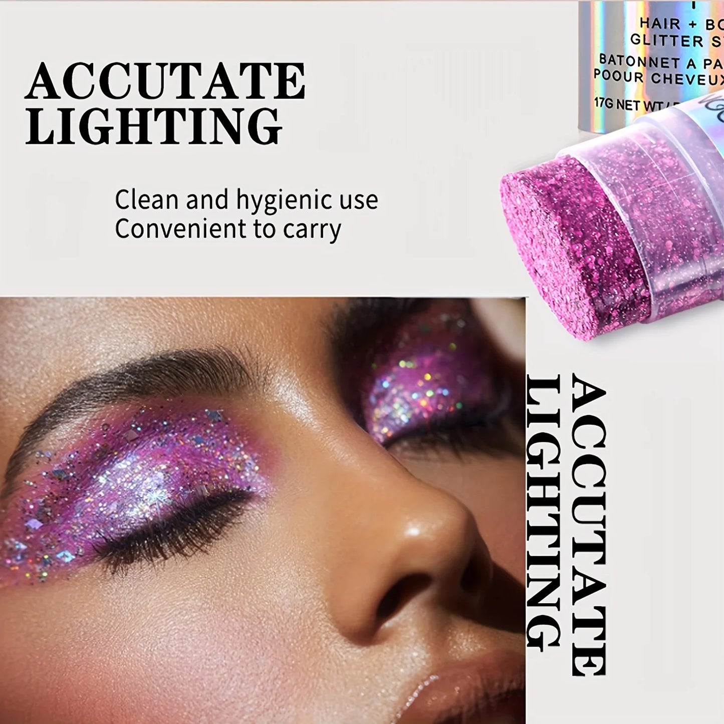 Holographic Body & Face Glitter Stick: Festival Ready