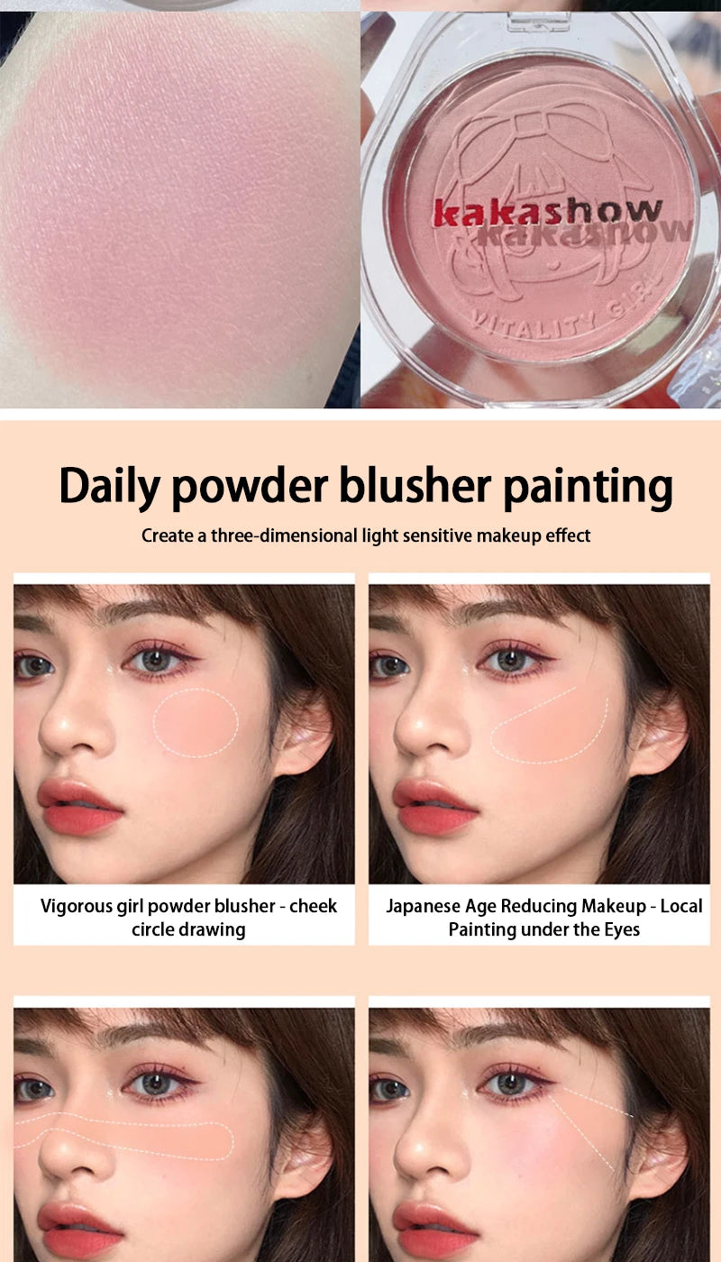 Kakashow Youthful Gradient Blush - Natural Nude Shade, Easy-to-Blend Formula with Long-lasting Matte Finish,
