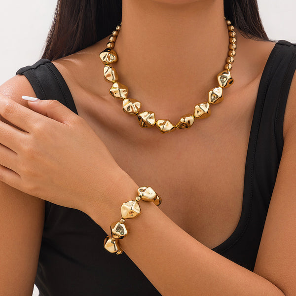 Retro Exaggerated Irregular CCB Beaded Necklace Personality