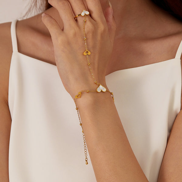 Stainless Steel Heart-shaped Ring Bracelet