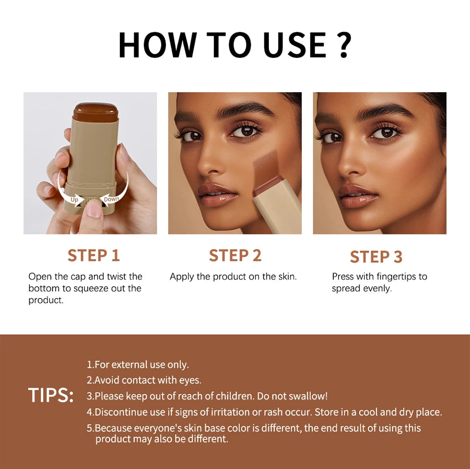 High Coverage Stick Foundation: Smooth, Plumping Bronze Tint