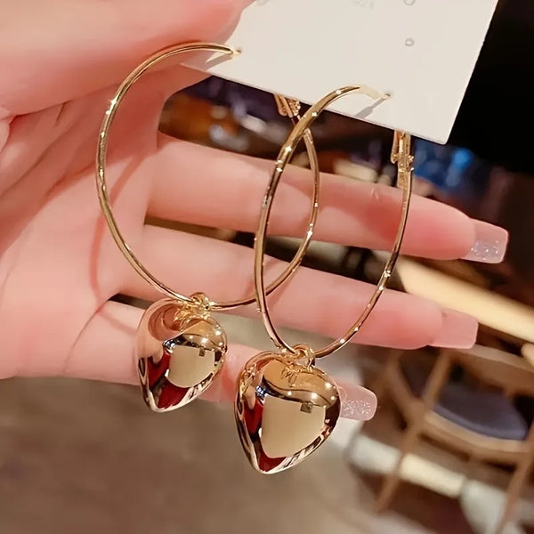 Heart Pendant Hoop Earrings: Modern Luxury Design