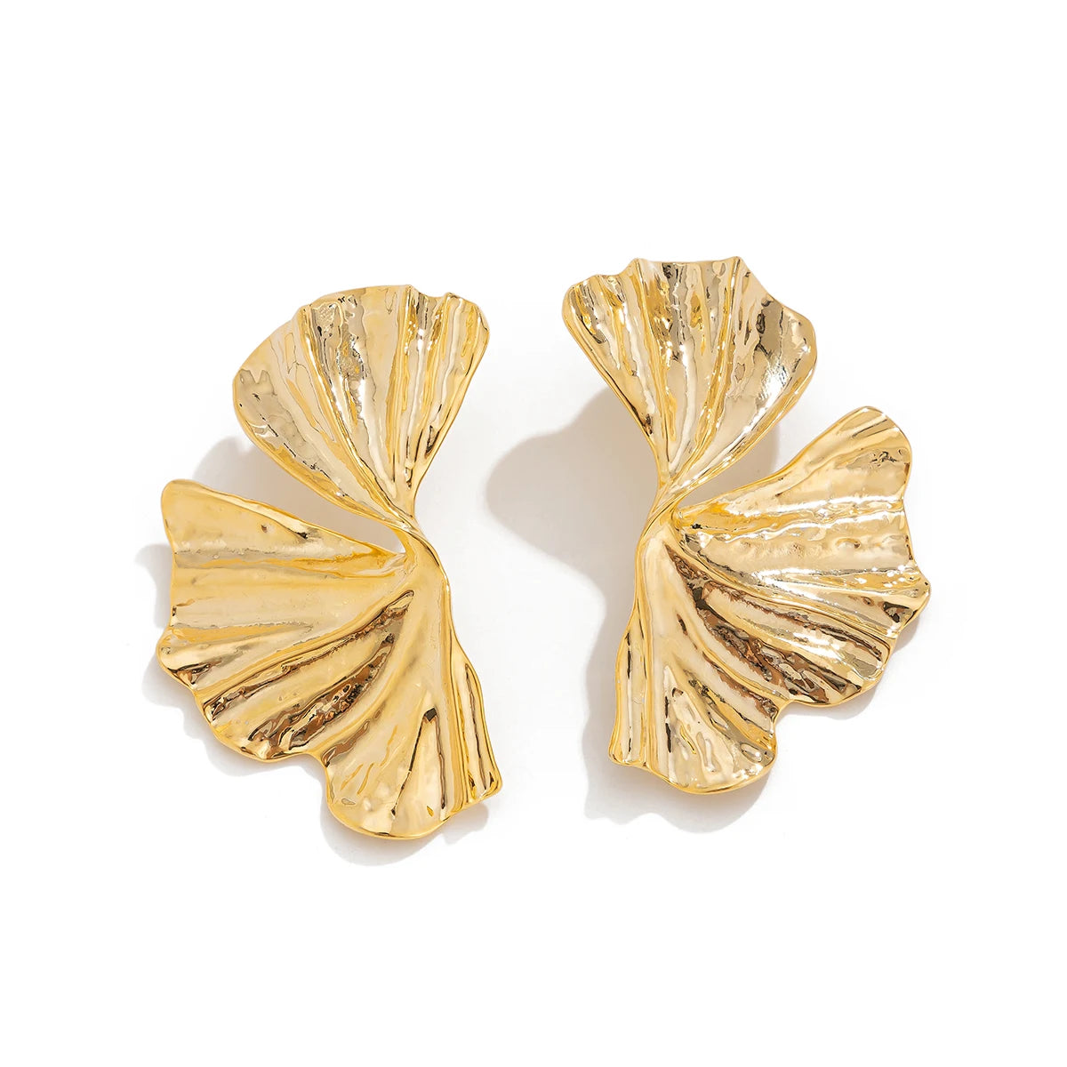 Gold Maple Leaf Stud Earrings for Women – Y2K Geometric Petal Punk Jewelry