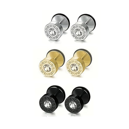 Stainless Steel Earrings for Men - Cross Dangle & CZ Stud Assortment