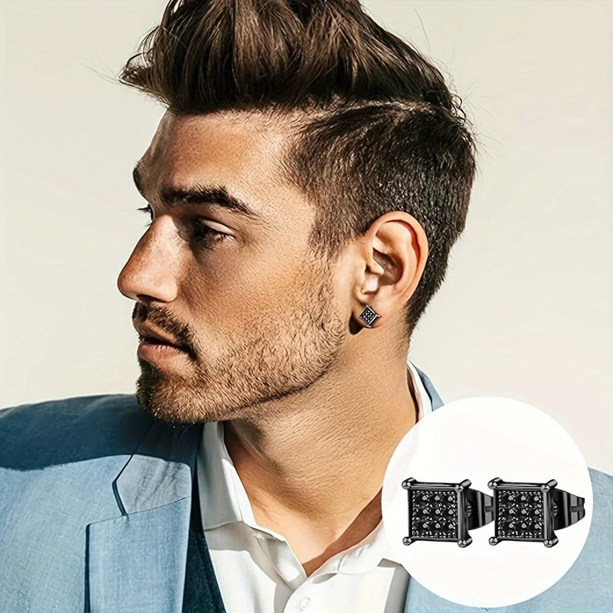 Stainless Steel Earrings for Men - Cross Dangle & CZ Stud Assortment